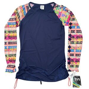 Tyr Womens Boca Chica Long Sleeve Swim Shirt Navy Coral - XL